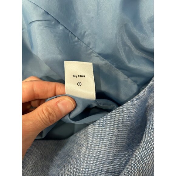 Linen Blend Sleeveless Blue V Neck  A Line Dress Side Zipper Sz Medium - Picture 7 of 9